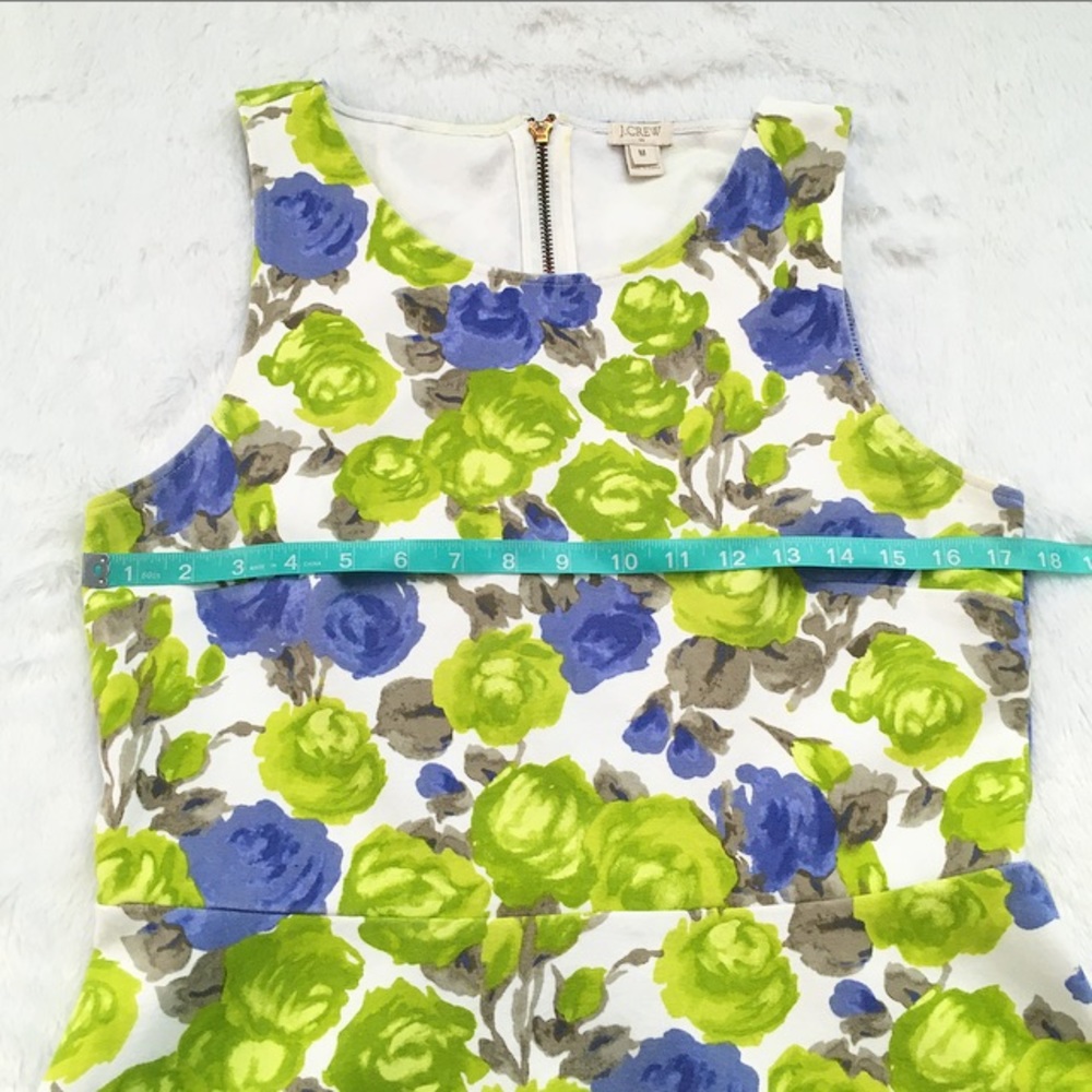 J. Crew Green and White Floral Peplum Top - Picture 2 of 6